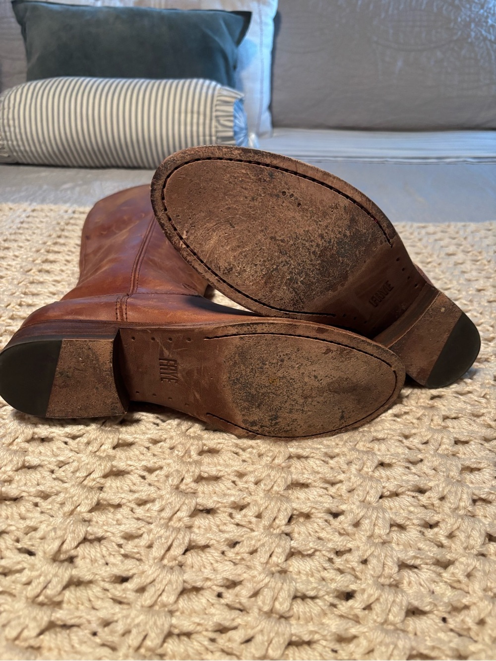 FRYE Tall Brown Leather Riding  Size 7 1/2 - Picture 7 of 14